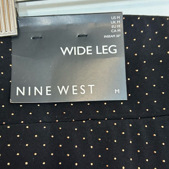 Nine West black gold studded wide leg flowy palazzo pull on pants NWT medium - Picture 12 of 15